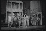 Jerry Lester [left], Adair McGowen [center] and unidentified others in the 1964 national touring stage production A Funny Thing Happened on the Way to the Forum
