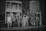 Jerry Lester [left], Adair McGowen [center] and unidentified others in the 1964 national touring stage production A Funny Thing Happened on the Way to the Forum