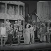 Jerry Lester [left], Adair McGowen [center] and unidentified others in the 1964 national touring stage production A Funny Thing Happened on the Way to the Forum