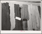 Dyed woolen skeins of thread at WPA (Works Progress Administration/Work Projects Administration) weaving project. Costilla, New Mexico