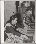 Spanish-American woman weaving rag rug at WPA (Works Progress Administration/Work Projects Administration) project. Costilla, New Mexico