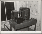 Battery-operated radio in farm home of FSA (Farm Security Administration) client in Orange County near Bradford, Vermont