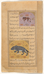 Polecat (tarfân) [top]; An animal that gives birth on the riverside, shown with feline body and the head and tail of a fish ('atâbah) [bottom]