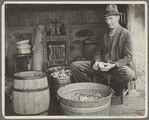 John Nicholson peeling apples. Shenandoah National Park, Virginia