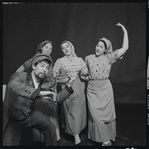 Adele Paige, Christine Andreas, Helena Grenot, and Dan Cartagena in publicity for the stage production Fiddler on the Roof