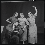 Adele Paige, Christine Andreas, Helena Grenot, and Dan Cartagena in publicity for the stage production Fiddler on the Roof