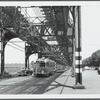 Streetcar under the Culver Line-BMT structure, near Coney Island, Brooklyn
