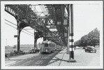 Streetcar under the Culver Line-BMT structure, near Coney Island, Brooklyn