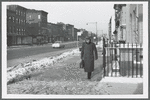 Dr. Arthur Horner nearing the Ex-Lax [factory] on Atlantic Avenue in Brooklyn, N.Y.