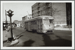 A modern streetcar in Brooklyn, N.Y.