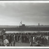 The aircraft carrier Midway ready for the Presidential Revue in the Hudson River, N.Y. (Riverside Drive)