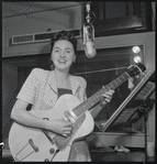 Jazz guitarist Mary Osborne during a recording session for Decca Records