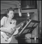 Jazz guitarist Mary Osborne during a recording session for Decca Records