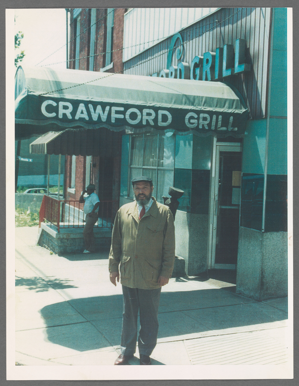 August Wilson in front of the Crawford Grill