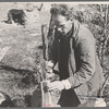 Chopping wood for the schoolteacher, [Corbin Hollow?,] Shenandoah National Park, Virginia