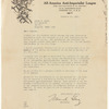 Typewritten letter with handwritten comments from Manuel Gómez on All American Anti-imperialist League letterhead