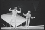 Tommy Tune and Twiggy dancing in water in the stage production My One and Only