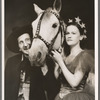 Jimmy Durante and Gloria Grafton with horse in the stage production Jumbo