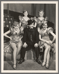 Jimmy Durante and [Allan K. Foster] showgirls in the stage production Jumbo