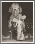 Rosie de Mott and Rosie the elephant [foot raised] in the stage production Jumbo