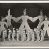 Unidentified showgirls before set by Albert Johnson in the stage production Jumbo