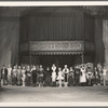 Circus performers lined up on stage under "Considine's Wonder Show" banner in the stage production Jumbo