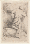 Man with Staff Seen from Behind