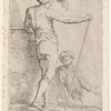 Two Soldiers, One Seen from Behind and Holding a Cane in His Right Hand