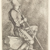 Soldier, Seated, in a Helmet, Holding a Cane