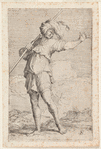 Soldier Carrying a Cane, Striding toward the Left