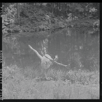 Tanaquil Le Clercq outdoors in costume for "Swan Lake"