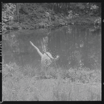 Tanaquil Le Clercq outdoors in costume for "Swan Lake"