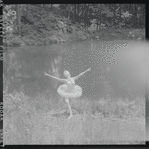 Tanaquil Le Clercq outdoors in costume for "Swan Lake"