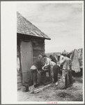 Sheepshearers washing up, Rosebud County, Montana