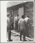 Sheepshearers washing up, Rosebud County, Montana