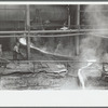 Tapping the slag at a blast furnace, Pittsburgh, Pennsylvania