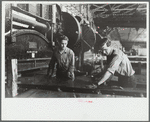 Cutting sheet steel to size, Pittsburgh, Pennsylvania