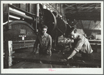 Cutting sheet steel to size, Pittsburgh, Pennsylvania