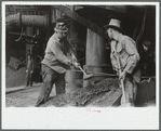 Tapping a blast furnace for slag, Pittsburgh, Pennsylvania