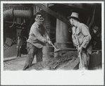 Tapping a blast furnace for slag, Pittsburgh, Pennsylvania