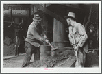 Tapping a blast furnace for slag, Pittsburgh, Pennsylvania