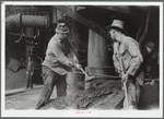 Tapping a blast furnace for slag, Pittsburgh, Pennsylvania