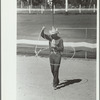 Trick roper at rodeo, Miles City, Montana