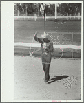 Trick roper at rodeo, Miles City, Montana