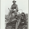 Farmer on one-row potato digger, Rio Grande County, Colorado