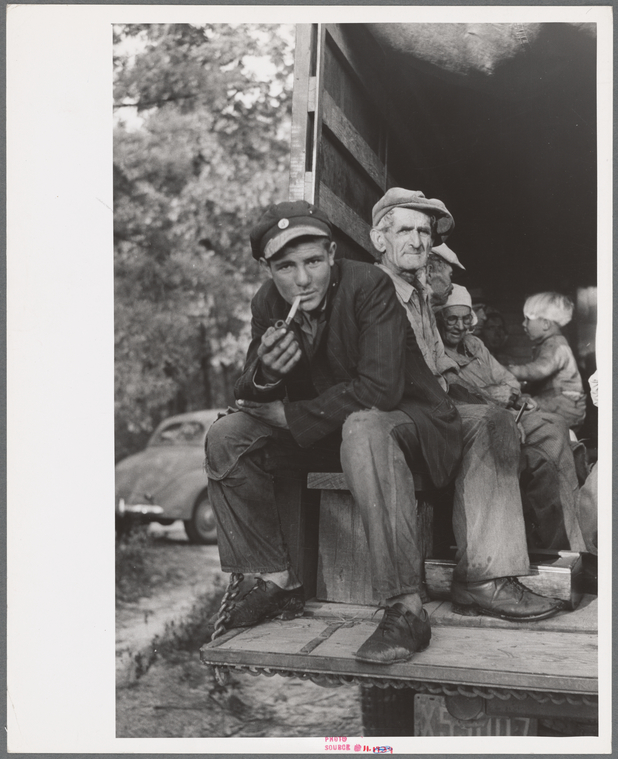 Cranberry pickers from Philadelphia on labor contractor's truck ...