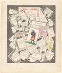 Trompe l'oeil of assignats with beggar after Callot