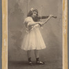 Aline MacMahon as a child, full figure in white dress playing violin with black ballet shoes