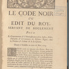 Le code noir ou Edit du roy