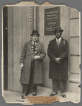 George Schuyler with Mr. Massey outside the offices of the Co-operative Wholesale Society of Great Britain, in Manchester, England